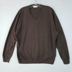 KINROSS Cashmere Sweater V-neck Pullover Lightweight Knit Brown size XL